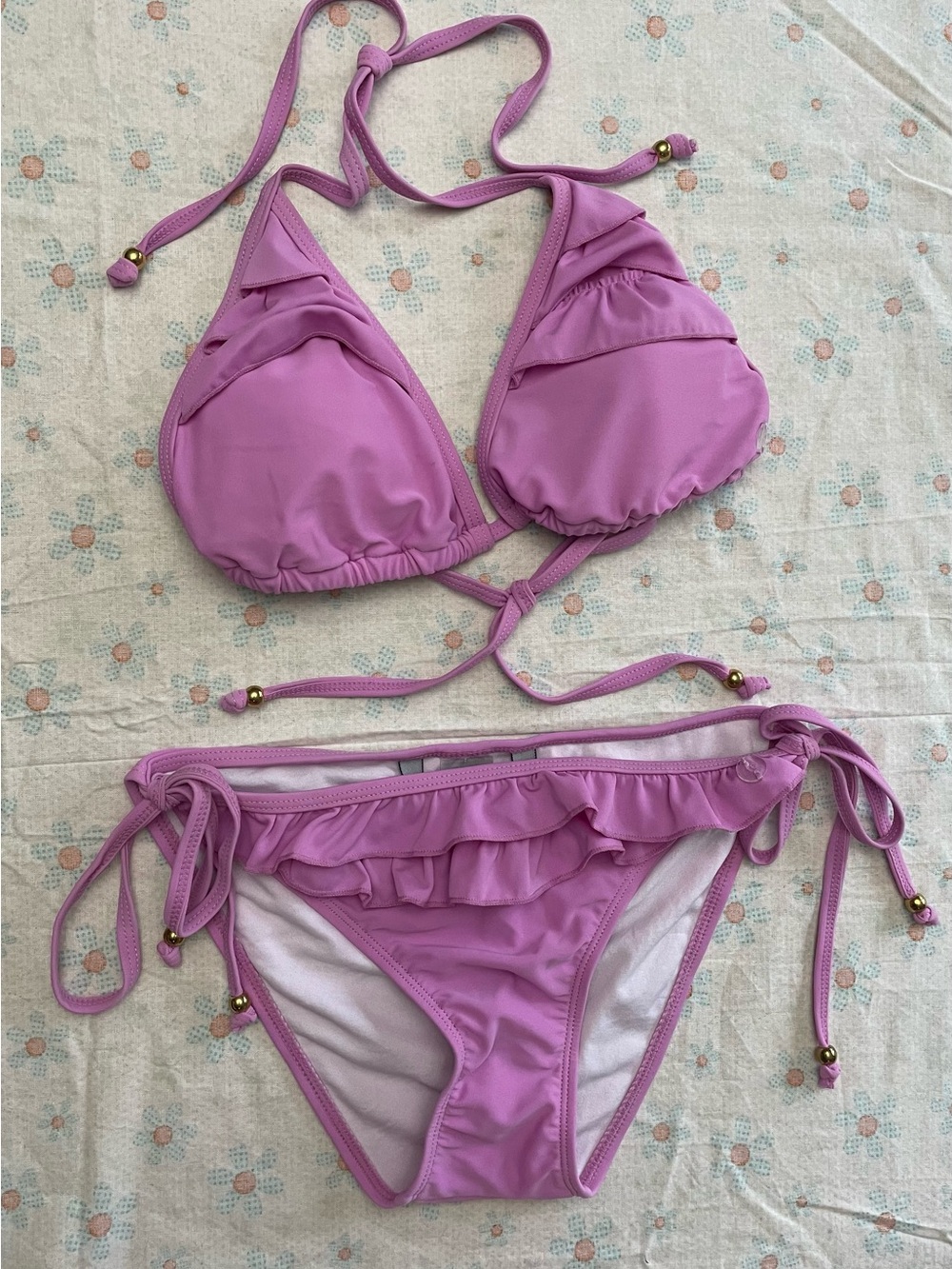 French Connection Lilac Ruffle Triangle Bikini